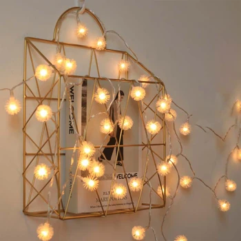Bateria de estilo Peludos em forma de Bola de Luz LED String de Natal, Decorações de Casamento de Fadas Navidad Exterior Para Casa Casa na Árvore