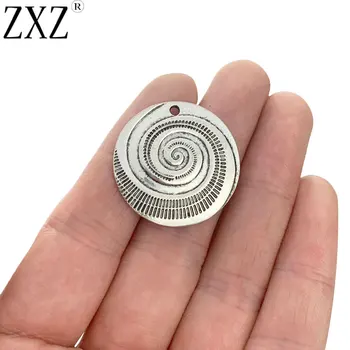 ZXZ 10pcs Tibetano Prata Vortex Espiral de Turbulência Rodada Encantos Pingentes para Jóia Colar de Tomada de 28x28mm