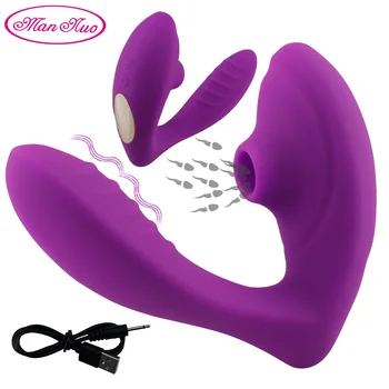 ManNuo Novo Chupar o vibrador Vibrador na Vagina G Spot de Vibração de Ventosa Oral de Sucção do Clitóris Masturbação Estimulador de Brinquedo do Sexo para Mulheres