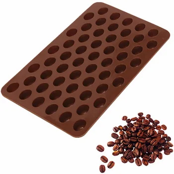 3D de Chocolate, Grãos de Café de Fermento Molde de Decoração de Doces Bolo Doces 55 Cavidade do Molde Cozinha DIY Ferramentas Bakeware