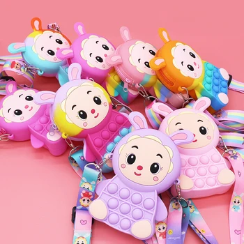 Kawaii Stress Fidget Sensorial Brinquedos Boneca Ombro Messenger Bag de Alívio de tensões Simples de Ondulação Empurrar a Bolha Molinho Brinquedo para Crianças