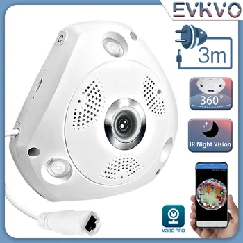 V380 Fisheye VR Vigilância wi-Fi Câmera 360 VR Panorama Câmera IP Wireless da Segurança Home Video Baby Monitor da Câmera do CCTV