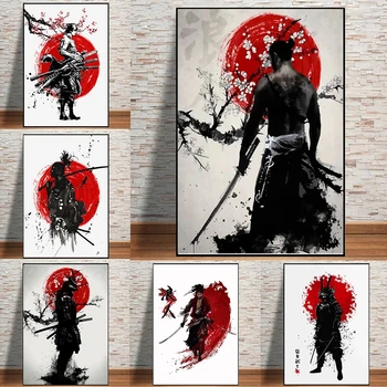 Samurai Japonês Tela A Óleo Pintura Gueixa Arte De Parede Do Poster E Imprime Samurai Imagem Para Decoração De Sala De Estar