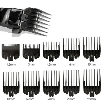 10Pcs/Set Cabelo Clipper Pentes Guia Kit 1.5-25mm Plástico Aparador de Pêlos Guardas Barbeiro Peças de Reposição Universal Cabelo Salão de Ferramentas