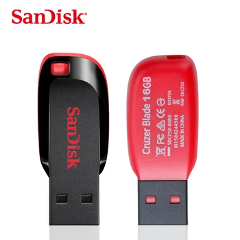 Original SanDisk Cruzer Blade USB 2.0 Pendrive 8GB 16GB 32GB Disco de U Mini Flash Drive 128GB 64GB Stick de Memória Flash em Disco
