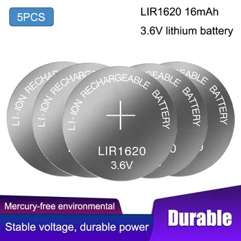 5PCS/MONTE LIR1620 16mAh 1620 bateria 3,6 V recarregável bateria de célula tipo moeda de carregamento Substitui CR1620