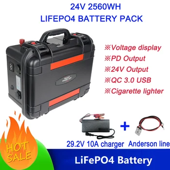 Lifepo4 Bateria de 24V Células 2560WH Recarregável do Fosfato do Ferro do EVA Bateria 70AH 100AH com o Caso de Ebike Bicicleta Elétrica Scooter