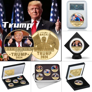 WR 2024 Donald Trump Banhado a Ouro Moeda Comemorativa de Colecionáveis Presidente dos estados unidos Original Conjunto de Moedas de Presentes para Homem Dropshipping