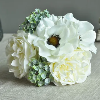 Flores artificiais flores de peônia decoração do casamento de mão buquês casa decoração sala de estar fotografia adereços falso flores