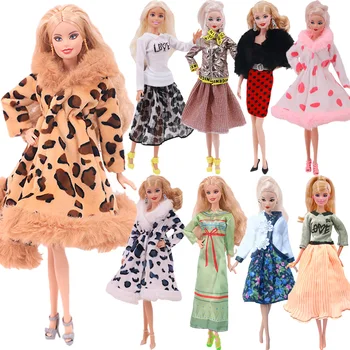 Barbies Roupas de Boneca Vestido Slim Saia Com Colete de Pele da Princesa Saia Plissada De 11 polegadas 30Cm Boneca Barbie Acessórios Crianças Brinquedo
