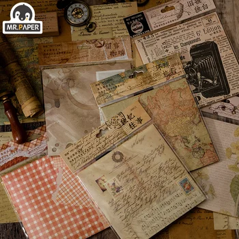 Mr. Papel 30Pcs/Bolsa Vintage Nostalgic Jornal Cartolina Papel Criativo Literário Mapa de Mão de Conta de Material Decorativo de Papel