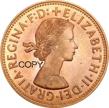 A grã-Bretanha a 1 Centavo Elizabeth II 1966 Vermelho Cobre Cópia de Moeda MOEDAS Comemorativas