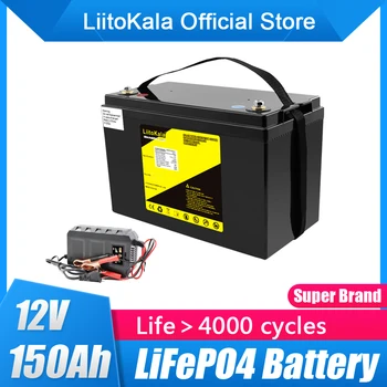 LiitoKala Lifepo4 De 12,8 V 12V 150AH bateria de lítio 100A BMS para 1200W Barcos de armazenamento de energia Solar, carrinhos de golfe RV inversor 14.6V20A