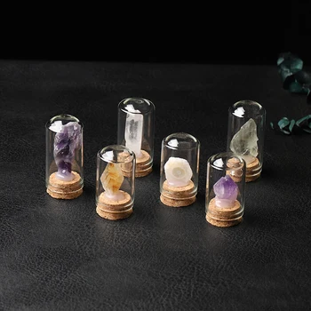 1PC Natural de Cristal de Vidro que Desejam Garrafa de Cura Pedra Varinha Mágica Sorte Mensagem de Garrafa de Decoração de Casa de Presente de Aniversário