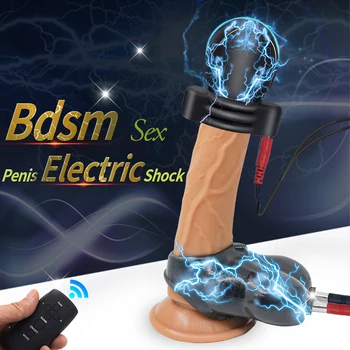 Pênis Estimulação Elétrica Escroto Electro Castidade Gaiola De Anéis Penianos Brinquedos Bdsm Eletrochoque Cockring Glande Estimulador Estim Sexo