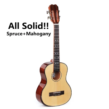 Full Solid Spruce Ukulele De Mogno Concerto Do Tenor 23 26 Polegadas Guitarra Elétrica Ukelele 4 Cordas De Guitarra Uke Picea Asperata