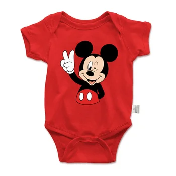 Disney Mickey Mouse 0-24M Bebê Meninas Meninos Impresso Onesie Verão Recém-nascido de Romper Algodão Bodysuit de desenhos animados de Roupas de Bebê Dropship