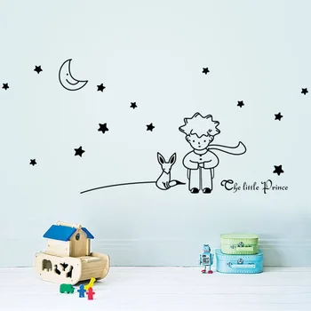 96*42cm Estrelas a Lua O Pequeno Príncipe Fox Gráfico de Parede de Vinil Crianças de Conto de Fadas decalques Adesivo para quarto de crianças nursey de decoração de quarto