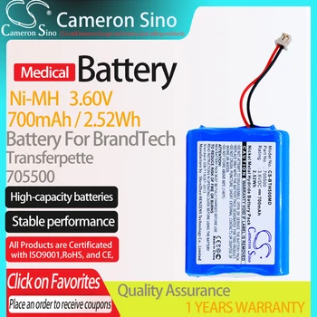 CameronSino Bateria para BrandTech Transferpette Multicanal Pipetas Transferpette se encaixa 705500 Médica bateria de Substituição