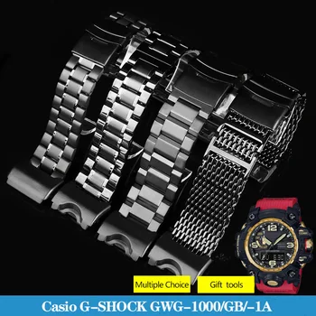 O Sólido Refinado em Aço Modificado Metal Watchbands para o G-Shock Grande Lama Rei GTG-1000 / GB Série Mens Watch Pulseira Correia 24mm