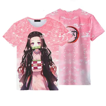 Moda verão Anime Demon Slayer Kochou Shinobu 3D Camisa de T de Crianças Casual T-shirt Menino Menina Unissex, Roupas Oversized Tshirt Tops