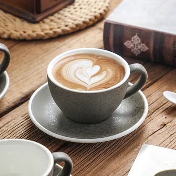 Cerâmica xícara de café e pires conjunto de granito Americana latte puxe a flor da copa xícara de café cappuccino xícara de café restaurante casa