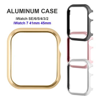 Acessórios para Apple caixa de Relógio de 45mm 44mm pára-choque de Metal, Tampa Protetora do Quadro para o iWatch SE a Série 7/6/5/4 Casos Alumínio Ouro