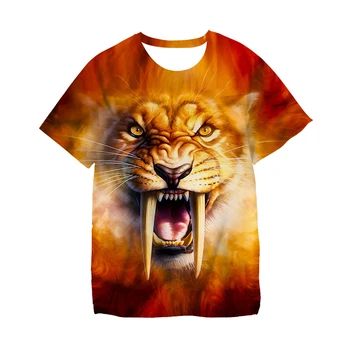 Leão de Crianças T-shirts Roupas de Meninas Meninos Animal Crianças 3D Camisa de T de Crianças Adoráveis Gatos Bonitos Engraçado Baby T-Shirts, Tops 2022 Venda Quente