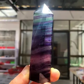 Natural da Fluorite Cristal Colorido Listrado da Fluorite de 6 a 10 cm de Cristal de Quartzo Pedra Ponto de Cura Hexagonal Varinha de Tratamento de Pedra