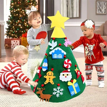 3D Pendurado na Parede do Falso DIY Senti Árvore de Natal Papai Noel floco de Neve Decoração de Ano Novo Casa Decorações Presentes de Crianças