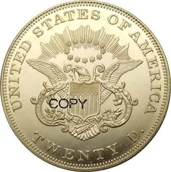 Estados unidos (20 Dólares em Moedas de Ouro 1861 1861 O De 1861 S Liberdade de duas cabeças da Águia, sem lema VINTE D. Bronze réplicas de moedas