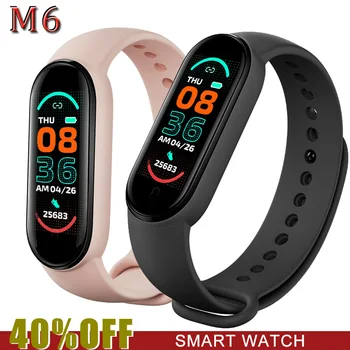 M6 Fitness Tracker Relógio Smartwatch Homens Mulheres Crianças Dormem Monitor de frequência Cardíaca Bluetooth Esportes Eletrônicos do Relógio para Android ios