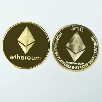 2021 40mm Banhado a Ouro Ethereum Eth Ouro Moeda de Metal Cryptocurrency Moeda De Coleção