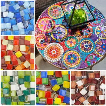 100g misto de Mosaico de Peças Sortidas Quadrado de Cor de Glitter Vidro Mosaico de Azulejos para DIY fontes dos Ofícios azul roxo verde