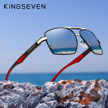 KINGSEVEN de Alumínio de Homens, Óculos de Lente Polarizada Design da Marca Templos de óculos de Sol do Revestimento do Espelho Óculos de Oculos de sol 7719