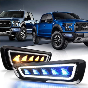 Raptor Luzes de Nevoeiro Azul/Branco LED Daytime Running Light Âmbar Sequencial Sinais de volta Para a Ford F150 Raptor 2017-2020