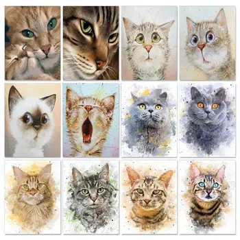 GATYZTORY 60x75cm Diy Pintura Números de Gatos para Colorir Quadro de Imagem Colorir Por Números, Animais, Arte de Parede Decoração da Casa de Arte Presente