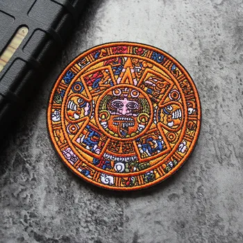 Calendário Maia Patch Bordado Asteca Solar Pedra Do Sol Emblemas Para A Trouxa De Roupa Jaqueta Apliques De Adesivos