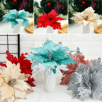 20cm Flores Artificiais Para Decoração de Glitter bicos-de-Falso Flores DIY Casa Decoração do Casamento de Flor na Cabeça de Natal
