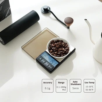 bolso Pequeno Mini Café Escala com Temporizador 1000 x 0,1 g Digital Grama Escala Grande Tela de LCD de café Expresso Escala de Função de Tara Cozinha T