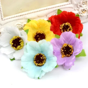 10pcs/lot 4cm Mini Papoula Seda Flores de Cereja Artificial Rosa Cabeças de Flores Para a Decoração do Casamento de Scrapbooking DIY Coroa de flores