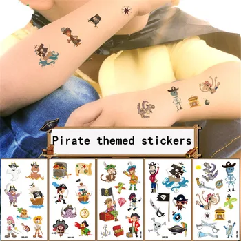 10pcs Cartoon Piratas Temáticos Tatuagem Temporária Navio Pirata Havaiano Parte do Corpo das Crianças Adesivo Descartável tatouage Presente
