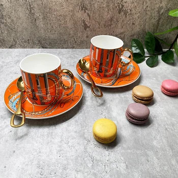 Luxo Xícara de Chá de Conjunto, de 2 de Arte do Vintage porcelana Cerâmica Chá e Café Canecas e Pratos Euro Royal Xícaras e Pires