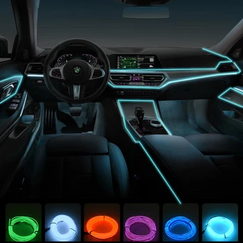 5m do interior do carro acessórios atmosfera lâmpada EL luz fria linha com USB DIY Decorativo painel de bordo Console Auto DIODO emissor de Luz Ambiente
