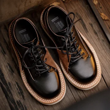 Maden de Alta Qualidade American Vintage Estilo Britânico Homens Botas Casuais de Baixo-superior Retro Sapatos para Meninos Homens
