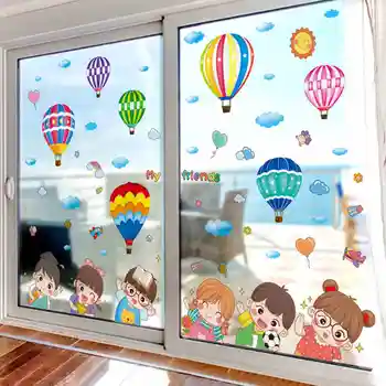 Dos desenhos animados para Crianças Etiqueta da Parede DIY Balões de Ar Quente Mural Decalques para Crianças de Quartos de Bebê Quartos jardim-de-Infância Creche a Decoração Home